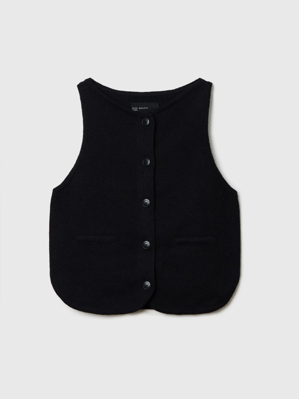 Cordera Black Boat Neck Waistcoat Button Front Vest OS